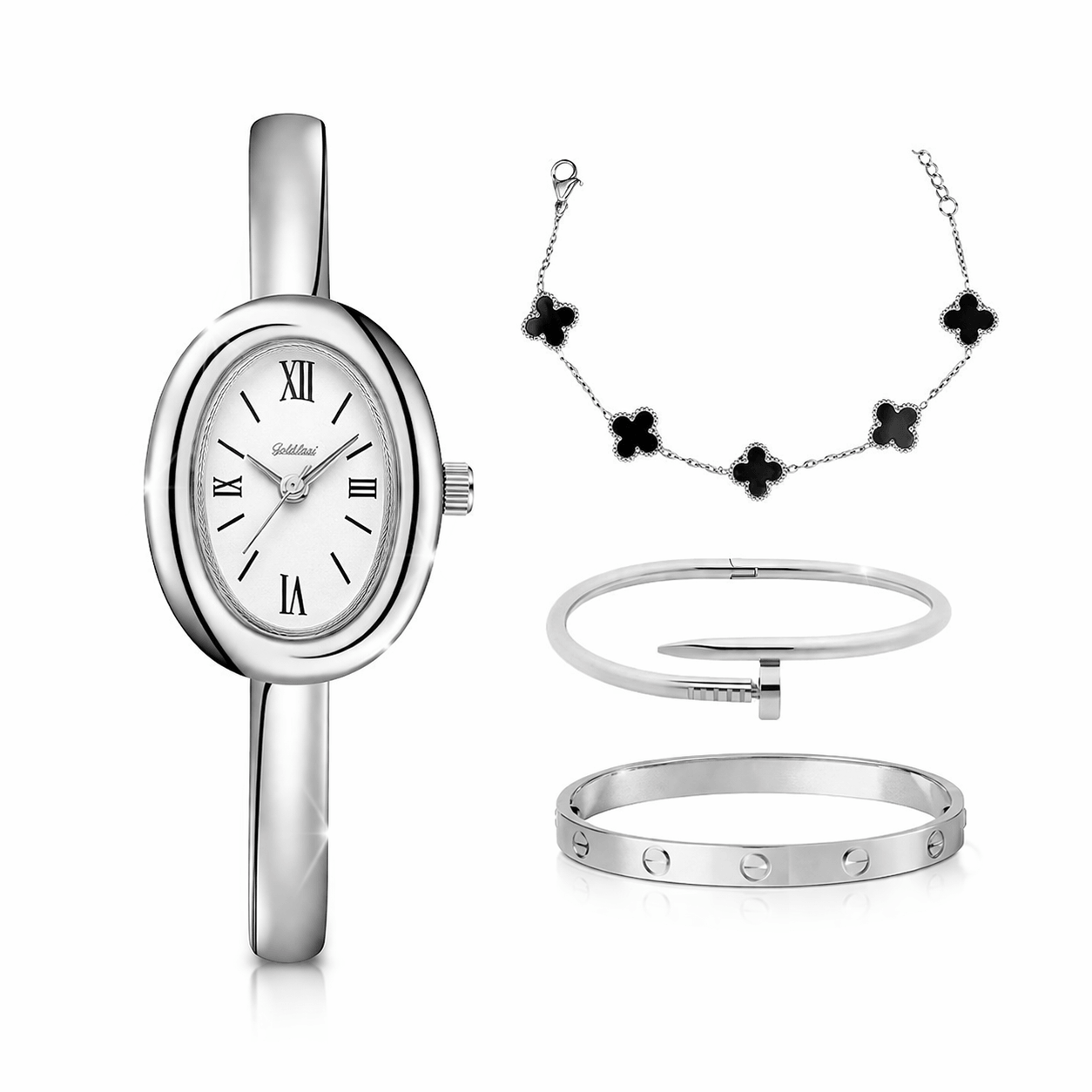 Relógio Elegance + Mix de Braceletes Premium de Presente